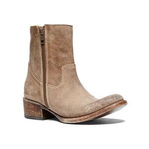 FREEBIRD BY STEVEN 7 Womens Austin Distressed Zip Up Boots Tan Brown Leather